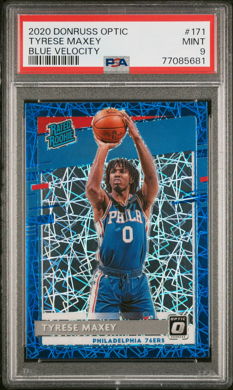 2020 Panini Donruss Optic #171 Tyrese Maxey Blue Velocity PSA 9