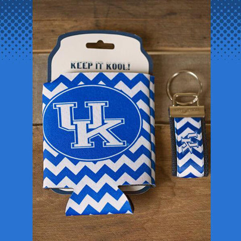 University of Kentucky Wildcats Chevron Koozie and Key Chain Set